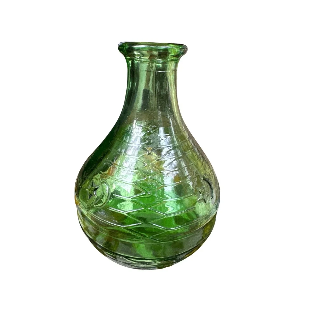 Vintage Italian Green Glass Star Moon Celestial Decanter Vase Made in Italy 5